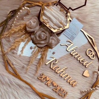 Intra απο ξύλο plywood 3mm-4mm πάχος – Προσωποποιημένη Ακρυλική Πιατέλα Βέρας με Δαχτυλίδι 10x10 cm INTRAVECTRY-MY553939 - Image 2