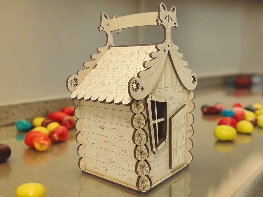 Intra απο ξύλο plywood 3mm-4mm πάχος – Ξύλινο χριστουγεννιάτικο κουτί μπισκότων 10x10 cm INTRAVECTRY-MY547409