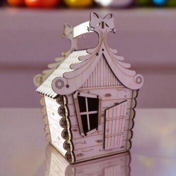 Intra απο ξύλο plywood 3mm-4mm πάχος – Κουτί καραμέλας Χριστουγεννιάτικου Σπίτι 10x10 cm INTRAVECTRY-MY554085 - Image 1