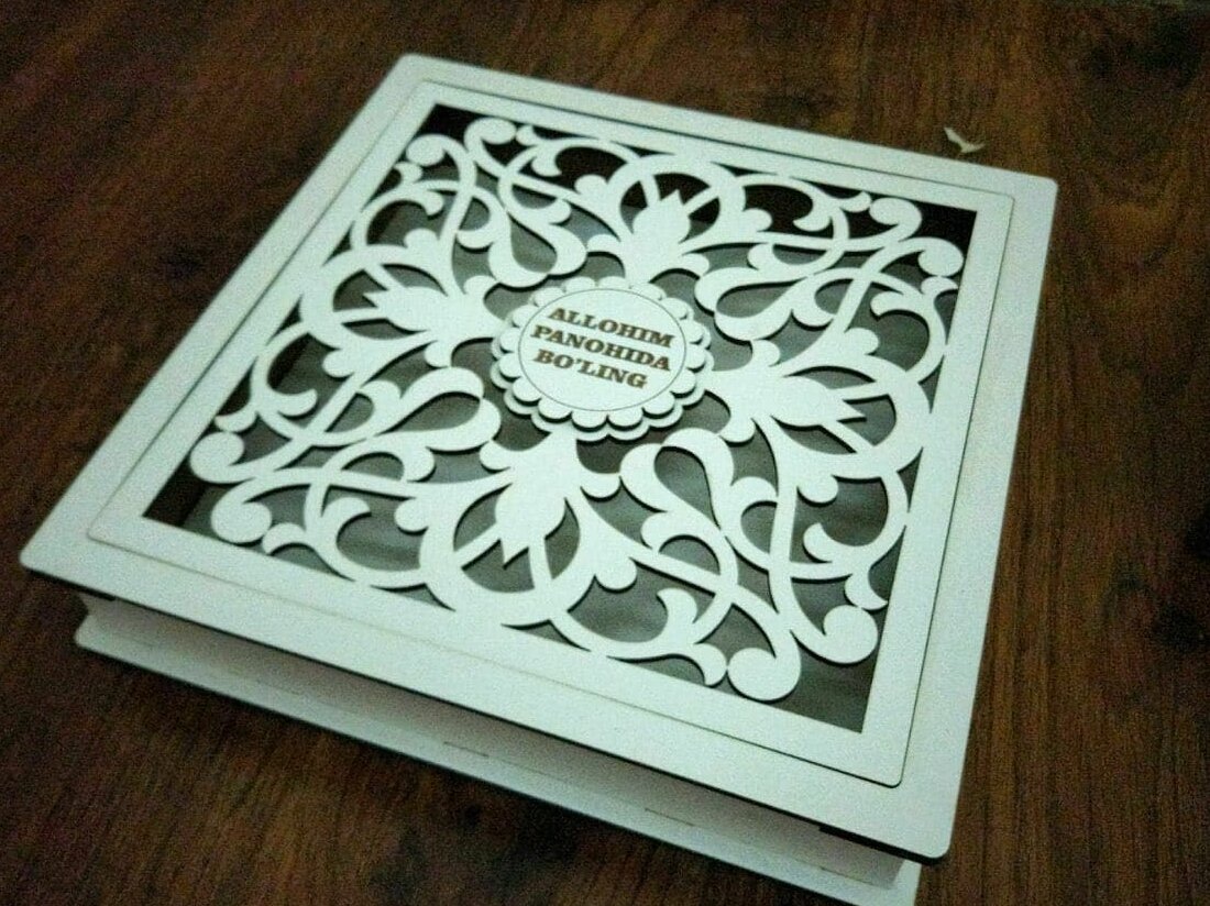 Intra απο ξύλο plywood 3mm-4mm πάχος – Ξύλινο κουτί προσευχής με λουλουδάτο καπάκι 30x30 cm INTRAVECTRY-MY558845