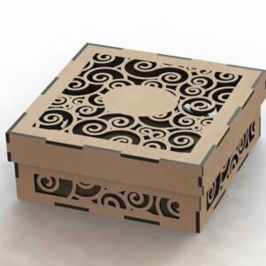 Intra απο ξύλο plywood 3mm-4mm πάχος – Ξύλινο κουτί με μοτίβο στροβιλισμού με ξύλο καπακιού 15x15 cm INTRAVECTRY-MY558288