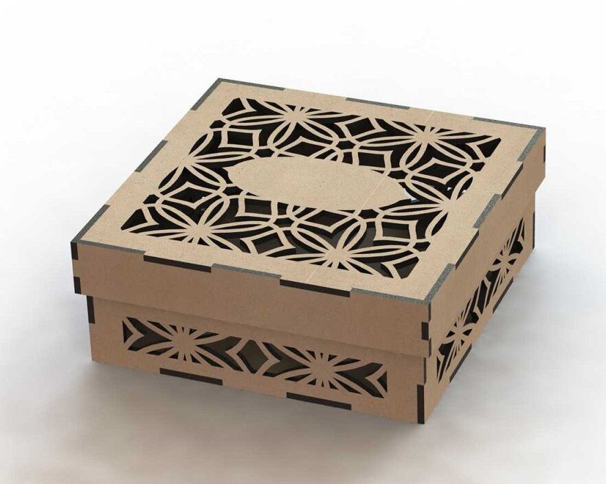 Intra απο ξύλο plywood 3mm-4mm πάχος – Διακοσμητικό Ξύλινο Κουτί δώρου με ξύλο Floral Pattern 20x25 cm INTRAVECTRY-MY546049