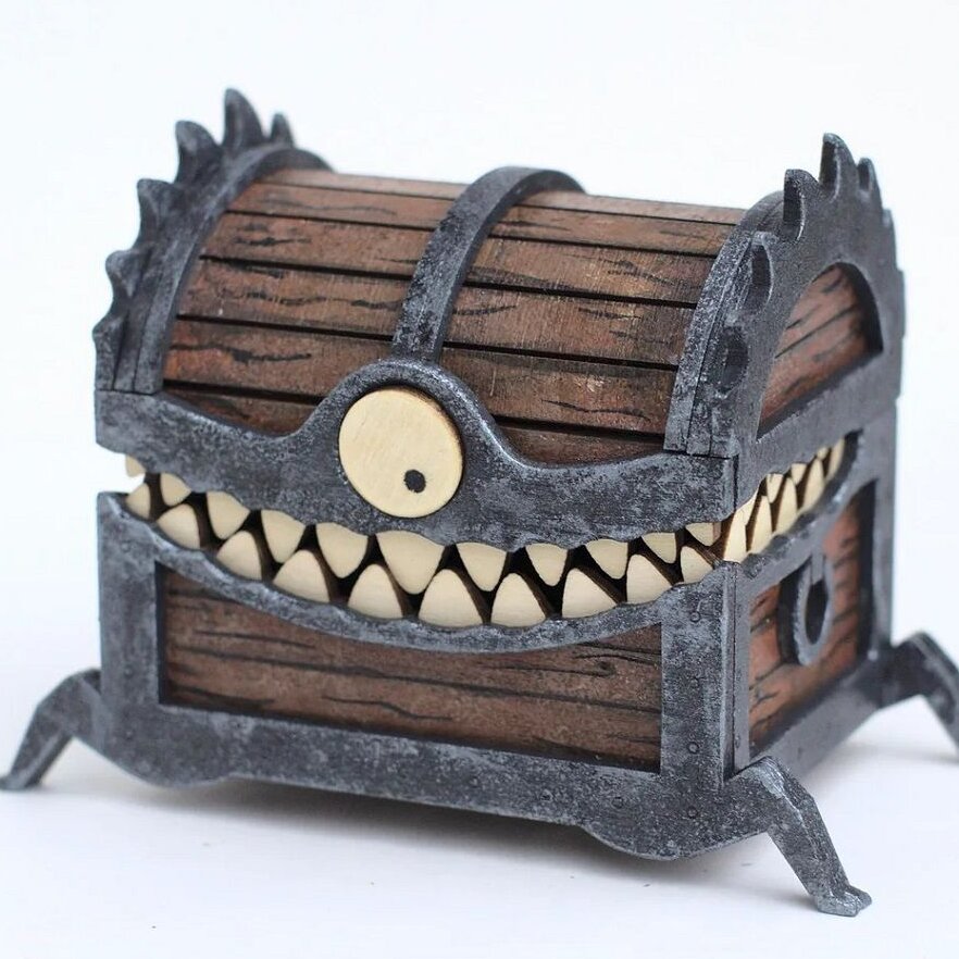 Intra απο ξύλο plywood 3mm-4mm πάχος – ξύλο Monster Treasure Chest Halloween Box 25x30 cm INTRAVECTRY-MY554341