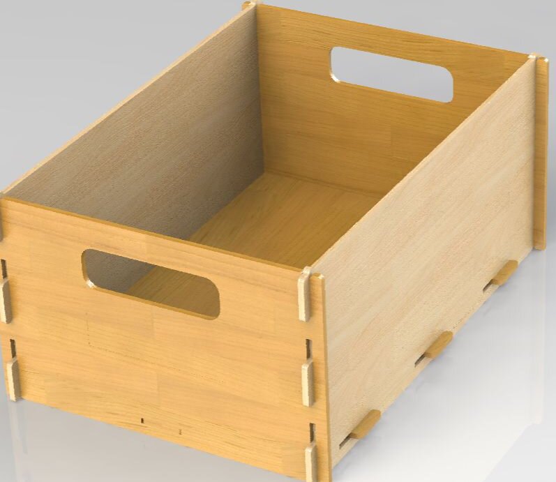 Intra απο ξύλο plywood 3mm-4mm πάχος – Κάδος αποθήκευσης Ξύλινο καλάθι κουτί με λίμα λαβής 30x35 cm INTRAVECTRY-MY546094