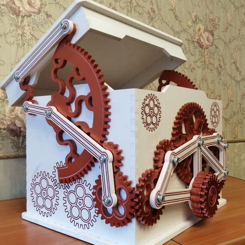 Intra απο ξύλο plywood 3mm-4mm πάχος – ξύλο Mechanical Gear Treasure Box 3D Ξύλο παζλ για ενήλικες 25x25 cm INTRAVECTRY-MY546100