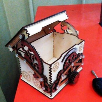 Intra απο ξύλο plywood 3mm-4mm πάχος – ξύλο Mechanical Gear Treasure Box 3D Ξύλο παζλ για ενήλικες 25x25 cm INTRAVECTRY-MY546100 - Image 2