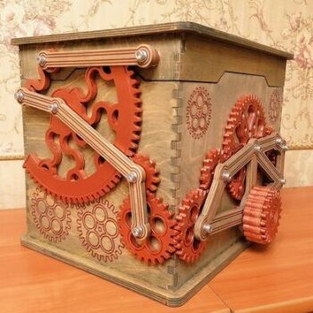 Intra απο ξύλο plywood 3mm-4mm πάχος – ξύλο Mechanical Gear Treasure Box 3D Ξύλο παζλ για ενήλικες 25x25 cm INTRAVECTRY-MY546100 - Image 3