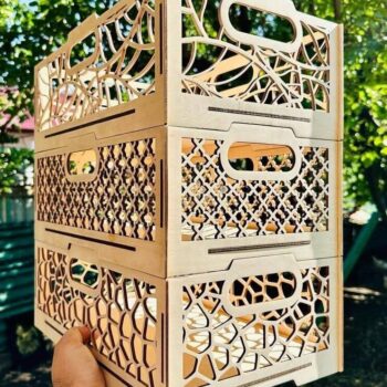 Intra απο ξύλο plywood 3mm-4mm πάχος – ξύλο στοιβαζόμενο κιβώτιο γάλακτος 9 διαφορετικών μοτίβων 50x60 cm INTRAVECTRY-MY546114 - Image 3