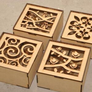 Intra απο ξύλο plywood 3mm-4mm πάχος – Ξύλινα κουτιά με φλοράλ καπάκι ξύλο μικρού μεγέθους 12x15 cm INTRAVECTRY-MY546123