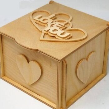 Intra απο ξύλο plywood 3mm-4mm πάχος – ξύλο ξύλινο κουτί δώρου I Love You 15x15 cm INTRAVECTRY-MY555102 - Image 1