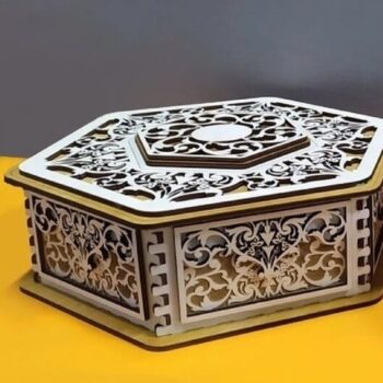 Intra απο ξύλο plywood 3mm-4mm πάχος – ξύλο Εξάγωνο Διακοσμητικό Μπομπονιέρα 15x20 cm INTRAVECTRY-MY557553 - Image 1