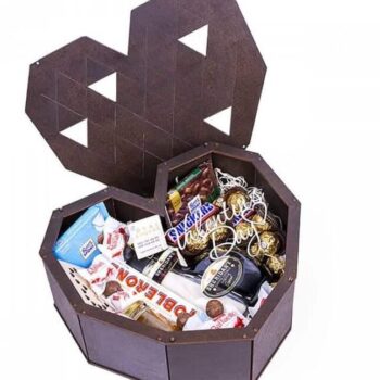 Intra απο ξύλο plywood 3mm-4mm πάχος – ξύλο Ξύλινου κουτιού συσκευασίας δώρου σε σχήμα καρδιάς 30x35 cm INTRAVECTRY-MY556830 - Image 1