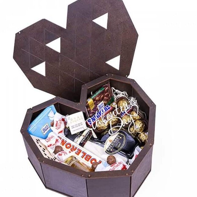 Intra απο ξύλο plywood 3mm-4mm πάχος – ξύλο Ξύλινου κουτιού συσκευασίας δώρου σε σχήμα καρδιάς 25x30 cm INTRAVECTRY-MY555438