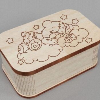 Intra απο ξύλο plywood 3mm-4mm πάχος – Ξύλινο κουτί Sweet Dreams με χαριτωμένο ξύλο τέχνης χαρακτικής με χαριτωμένο Panda 10x10 cm INTRAVECTRY-MY557559 - Image 1