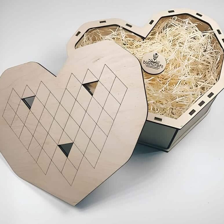 Intra απο ξύλο plywood 3mm-4mm πάχος – Κουτί δώρου από κόντρα πλακέ Καρδιά με λίμα με καπάκι 15x15 cm INTRAVECTRY-MY546232