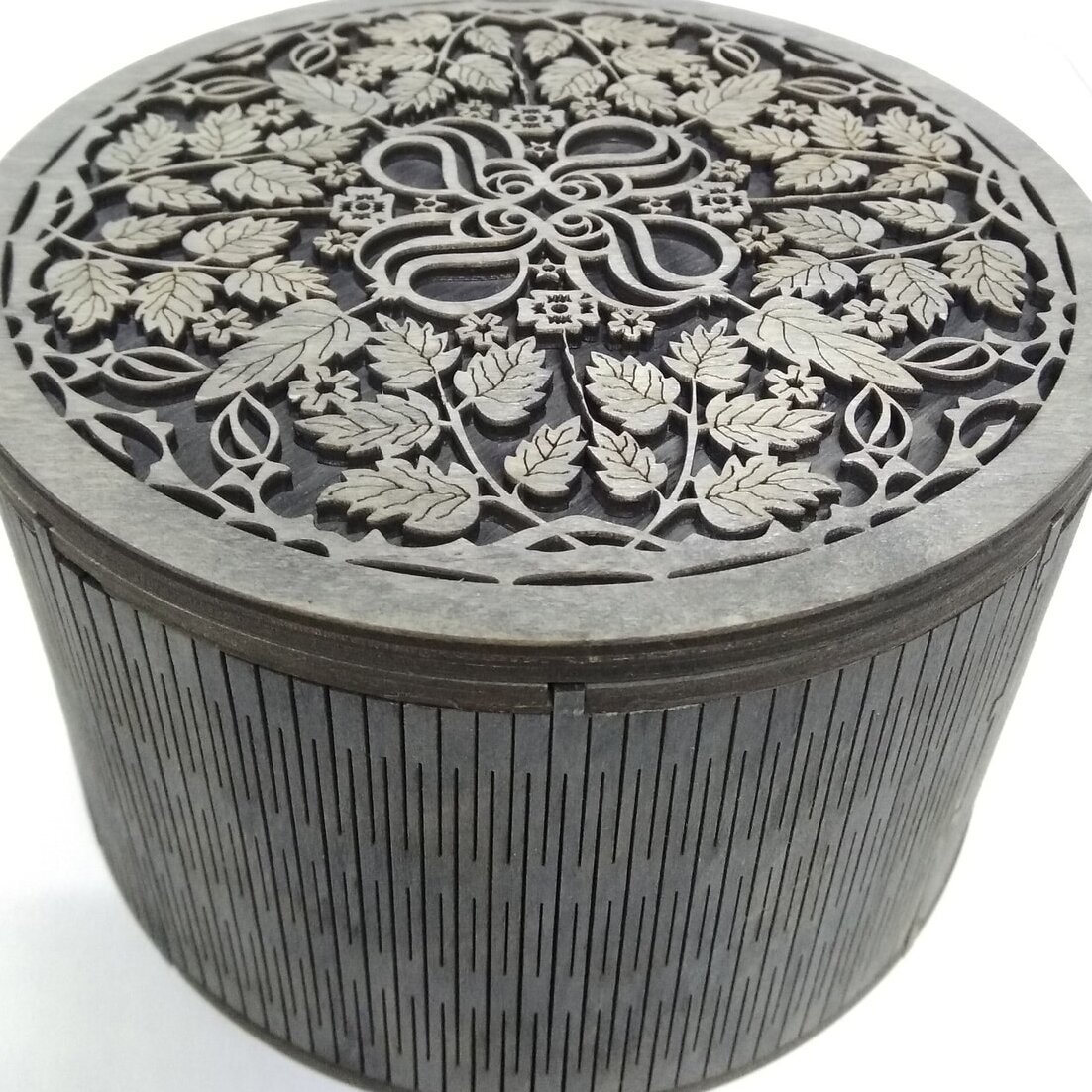 Intra απο ξύλο plywood 3mm-4mm πάχος – Στρογγυλό κουτί ποτ πουρί Living μεντεσέ με διακοσμητικό καπάκι 35x40 cm INTRAVECTRY-MY547674