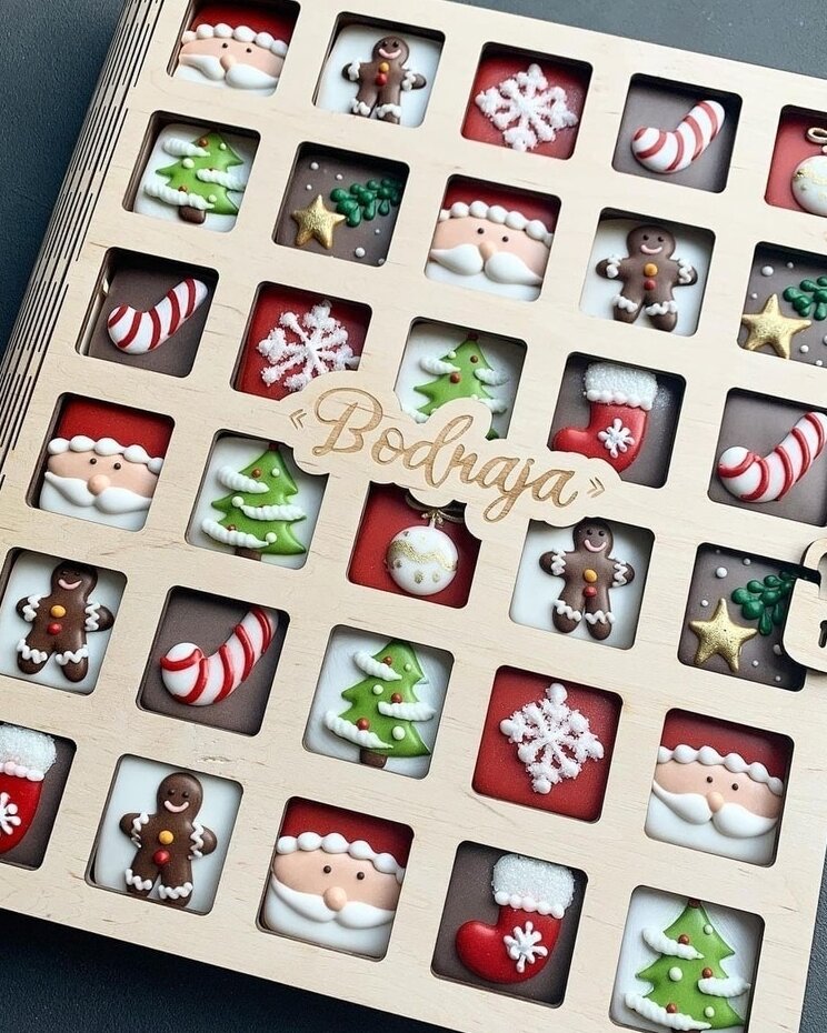 Intra απο ξύλο plywood 3mm-4mm πάχος – Κουτί με μπισκότα μελόψωμο σοκολάτας για Χριστουγεννιάτικο ξύλο 25x30 cm INTRAVECTRY-MY547928