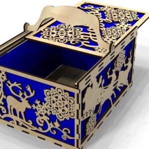 Intra απο ξύλο plywood 3mm-4mm πάχος – Διακοσμητικό χριστουγεννιάτικο κουτί θησαυρού με συρόμενο καπάκι 20x20 cm INTRAVECTRY-MY546388