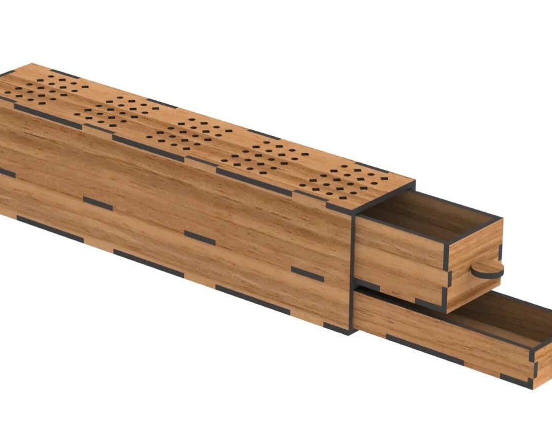 Intra απο ξύλο plywood 3mm-4mm πάχος – Κουτί θήκης θυμιατού με συρτάρια 20x20 cm INTRAVECTRY-MY551396