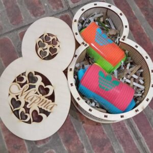 Intra απο ξύλο plywood 3mm-4mm πάχος – Κουτί σε σχήμα αριθμού 8 Μαρτίου Δώρο 25x25 cm INTRAVECTRY-MY546299