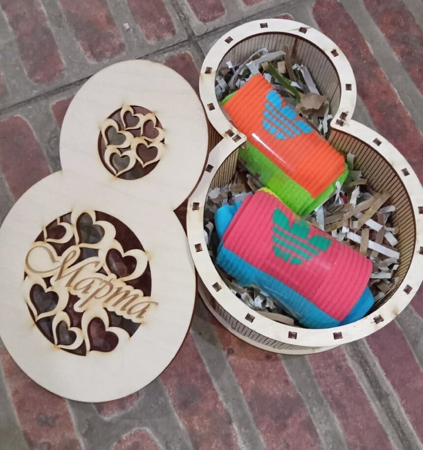 Intra απο ξύλο plywood 3mm-4mm πάχος – Κουτί σε σχήμα αριθμού 8 Μαρτίου Δώρο 25x25 cm INTRAVECTRY-MY546299