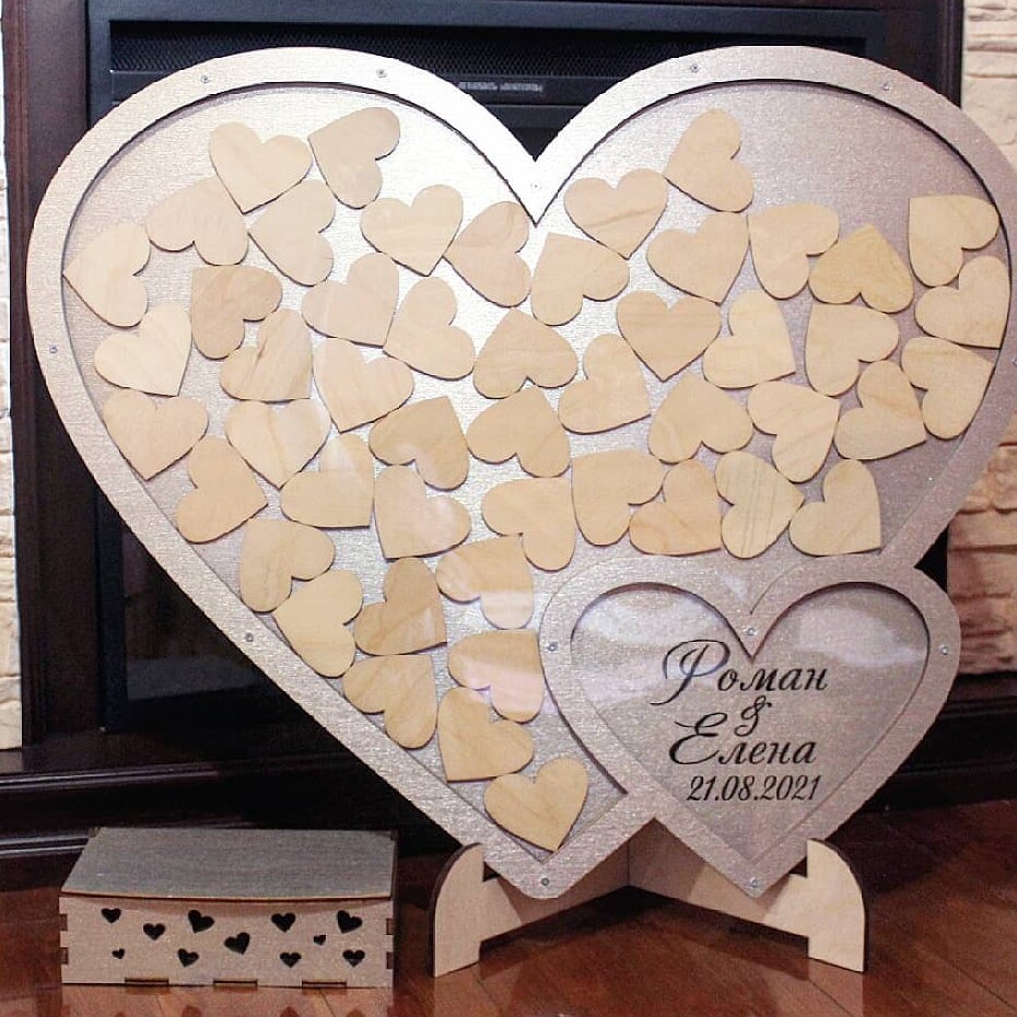 Intra απο ξύλο plywood 3mm-4mm πάχος – Βιβλίο Επισκεπτών Γάμου Πλαίσιο Drop Box σε σχήμα καρδιάς 25x25 cm INTRAVECTRY-MY546301