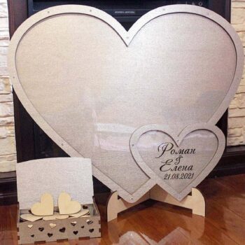 Intra απο ξύλο plywood 3mm-4mm πάχος – Βιβλίο Επισκεπτών Γάμου Πλαίσιο Drop Box σε σχήμα καρδιάς 25x25 cm INTRAVECTRY-MY546301 - Image 2