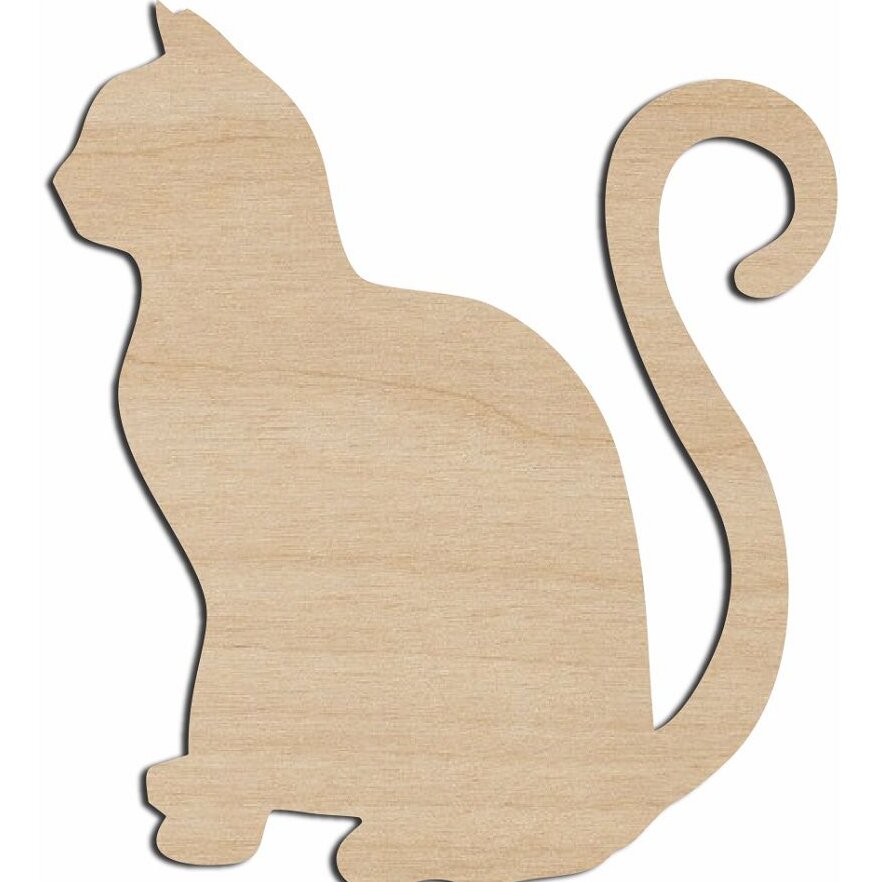 Intra απο ξύλο plywood 3mm-4mm πάχος – Γάτα που κάθεται με ουρά επάνω Κόψτε ξύλινη πινακίδα Ξύλινο ξύλο χειροτεχνίας 35x40 cm INTRAVECTRY-MY551113