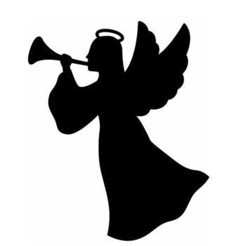 Intra απο ξύλο plywood 3mm-4mm πάχος – Άγγελος με στολίδι με φυσώντας κέρατο 25x25 cm INTRAVECTRY-MY553210 - Image 2