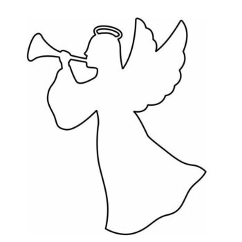 Intra απο ξύλο plywood 3mm-4mm πάχος – Άγγελος με στολίδι με φυσώντας κέρατο 25x25 cm INTRAVECTRY-MY553210 - Image 3