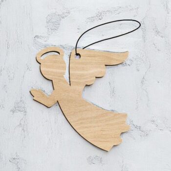 Intra απο ξύλο plywood 3mm-4mm πάχος – Χριστουγεννιάτικο στολίδι αγγέλου 10x10 cm INTRAVECTRY-MY550719 - Image 1