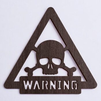 Intra απο ξύλο plywood 3mm-4mm πάχος – Προειδοποιητικό σημάδι με κρανίο και χιαστί 20x20 cm INTRAVECTRY-MY551710 - Image 2