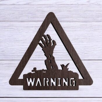 Intra απο ξύλο plywood 3mm-4mm πάχος – Προειδοποιητικό σημάδι με το χέρι ζόμπι 30x30 cm INTRAVECTRY-MY546761 - Image 1