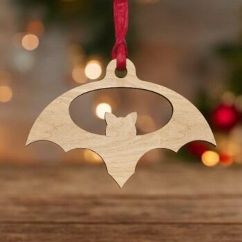 Intra απο ξύλο plywood 3mm-4mm πάχος – Νυχτερίδα αποκριάτικο στολίδι 10x10 cm INTRAVECTRY-MY550855 - Image 1