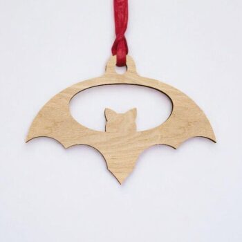 Intra απο ξύλο plywood 3mm-4mm πάχος – Νυχτερίδα αποκριάτικο στολίδι 10x10 cm INTRAVECTRY-MY550855 - Image 2