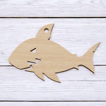 Intra απο ξύλο plywood 3mm-4mm πάχος – Χριστουγεννιάτικο στολίδι καρχαρία 12x15 cm INTRAVECTRY-MY552782 - Image 1