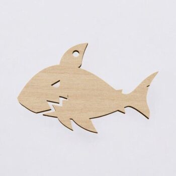 Intra απο ξύλο plywood 3mm-4mm πάχος – Χριστουγεννιάτικο στολίδι καρχαρία 12x15 cm INTRAVECTRY-MY552782 - Image 2