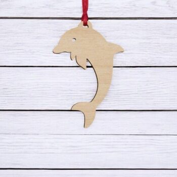 Intra απο ξύλο plywood 3mm-4mm πάχος – Δελφίνι Χριστουγεννιάτικο στολίδι 12x15 cm INTRAVECTRY-MY553360 - Image 1