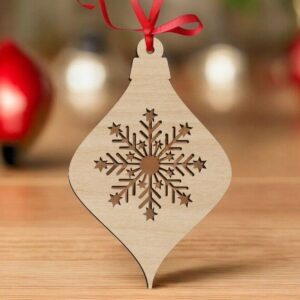 Intra απο ξύλο plywood 3mm-4mm πάχος – Χριστουγεννιάτικο στολίδι Βολβό νιφάδας χιονιού 20x25 cm INTRAVECTRY-MY553569