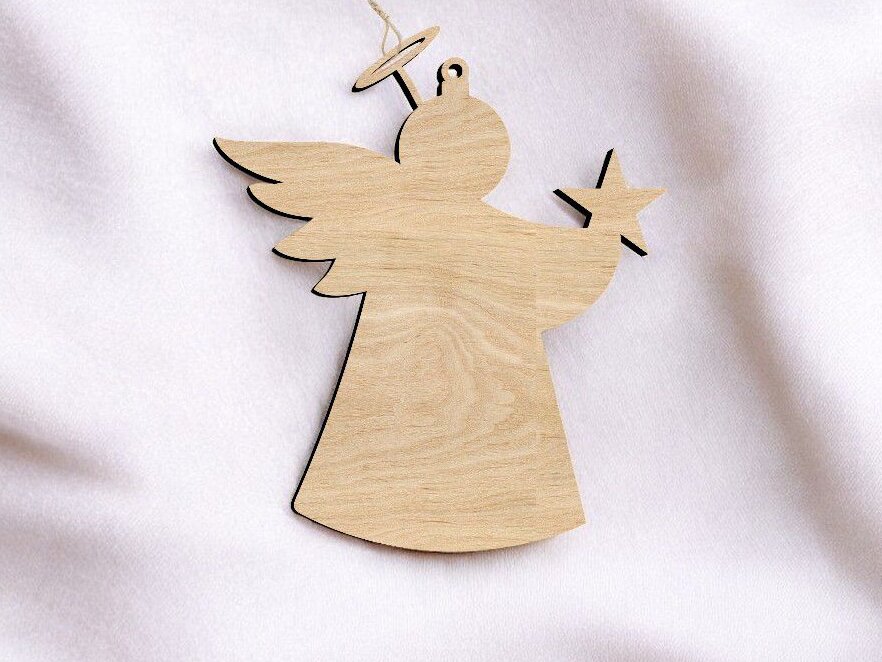 Intra απο ξύλο plywood 3mm-4mm πάχος – Άγγελος με αστέρι 40x45 cm INTRAVECTRY-MY553580