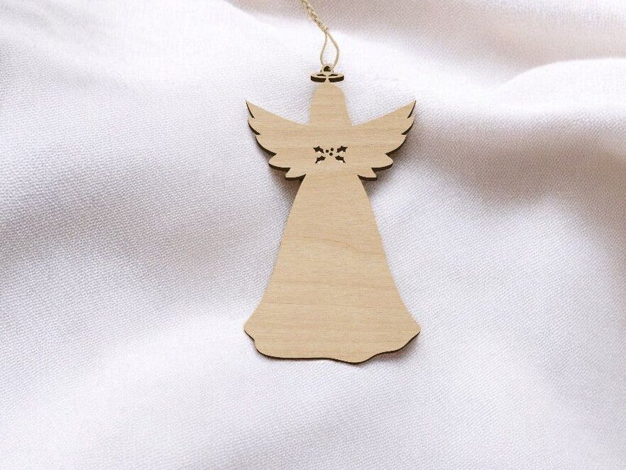 Intra απο ξύλο plywood 3mm-4mm πάχος – Χριστουγεννιάτικο δέντρο στολίδι αγγέλου 25x30 cm INTRAVECTRY-MY553582