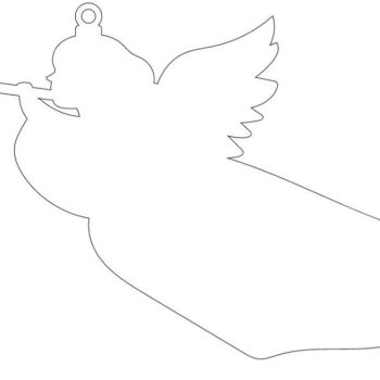 Intra απο ξύλο plywood 3mm-4mm πάχος – Στολίδι ιπτάμενου αγγέλου τρομπέτας 20x20 cm INTRAVECTRY-MY553583 - Image 2