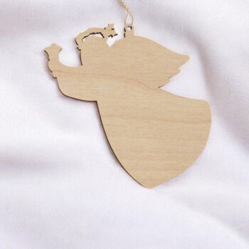 Intra απο ξύλο plywood 3mm-4mm πάχος – Χριστουγεννιάτικο στολίδι με δάδα κρατώντας άγγελο 12x15 cm INTRAVECTRY-MY549590 - Image 1