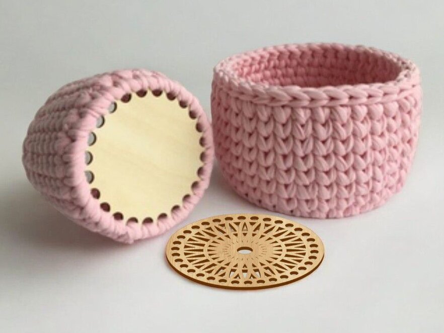 Intra απο ξύλο plywood 3mm-4mm πάχος – Καλάθι με βελονάκι Ξύλινο σχέδιο βάσης 20x20 cm INTRAVECTRY-MY547095