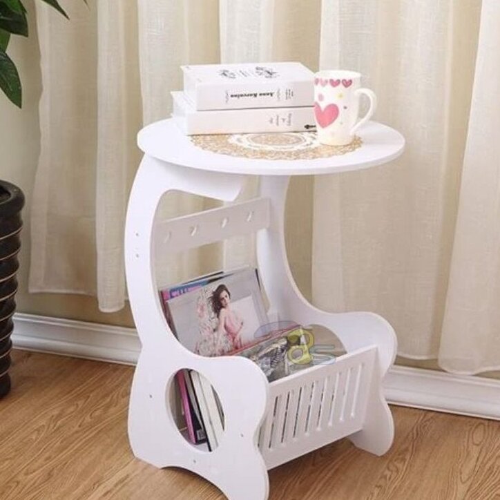 Intra απο ξύλο plywood 3mm-4mm πάχος – Στρογγυλό Τραπεζάκι Σαλονιού Σχάρα αποθήκευσης για το σπίτι Κομοδίνο 45x50 cm INTRAVECTRY-MY547217