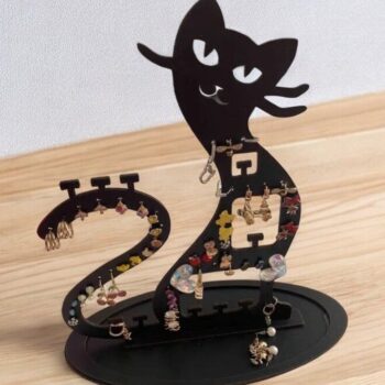 Intra απο ξύλο plywood 3mm-4mm πάχος – Στάση θήκης για κοσμήματα με κολιέ γάτα 40x40 cm INTRAVECTRY-MY547236 - Image 3