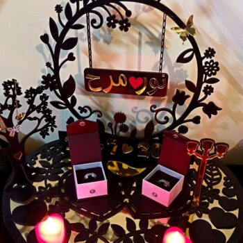 Intra απο ξύλο plywood 3mm-4mm πάχος – Διακοσμητική πιατέλα με δαχτυλίδι αρραβώνων 25x30 cm INTRAVECTRY-MY553877 - Image 1