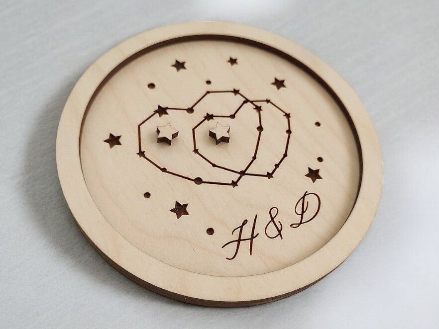 Intra απο ξύλο plywood 3mm-4mm πάχος – Δίσκος θήκης για βέρα με αστέρια 45x50 cm INTRAVECTRY-MY552051