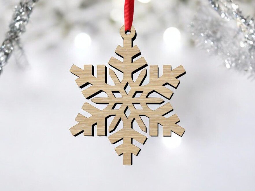 Intra απο ξύλο plywood 3mm-4mm πάχος – Στολίδι με νιφάδα χιονιού Διακόσμηση χριστουγεννιάτικου δέντρου 12x15 cm INTRAVECTRY-MY552075