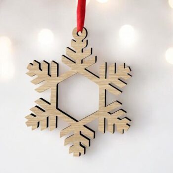 Intra απο ξύλο plywood 3mm-4mm πάχος – Χριστουγεννιάτικη κρεμαστή διακόσμηση με νιφάδες χιονιού 35x40 cm INTRAVECTRY-MY559235 - Image 1